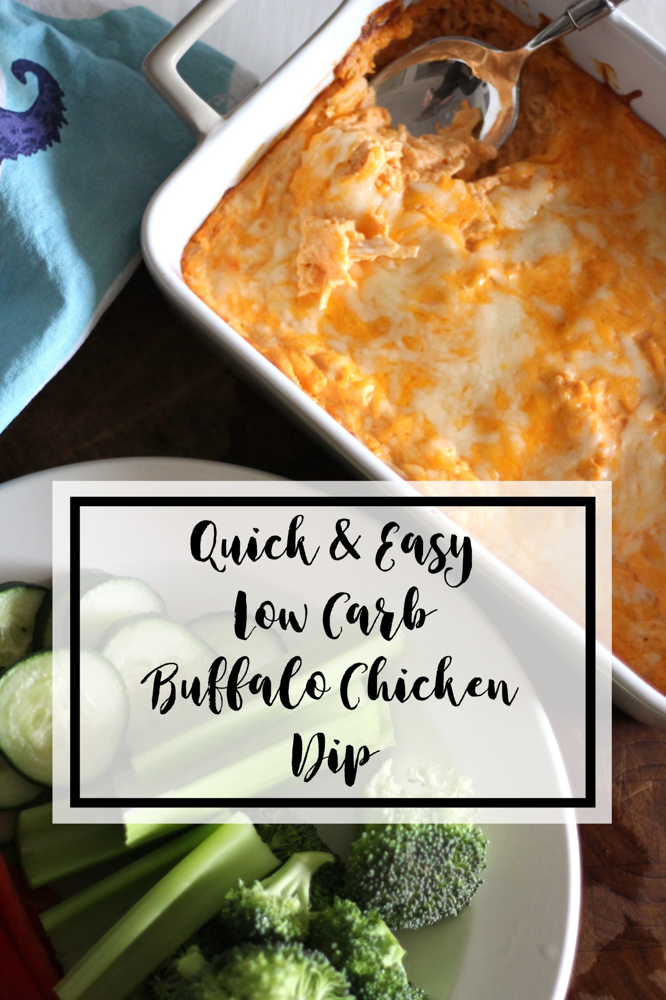 Quick and Easy Carb Buffalo Chicken Dip. Perfect recipe for game day or any day type of snack.