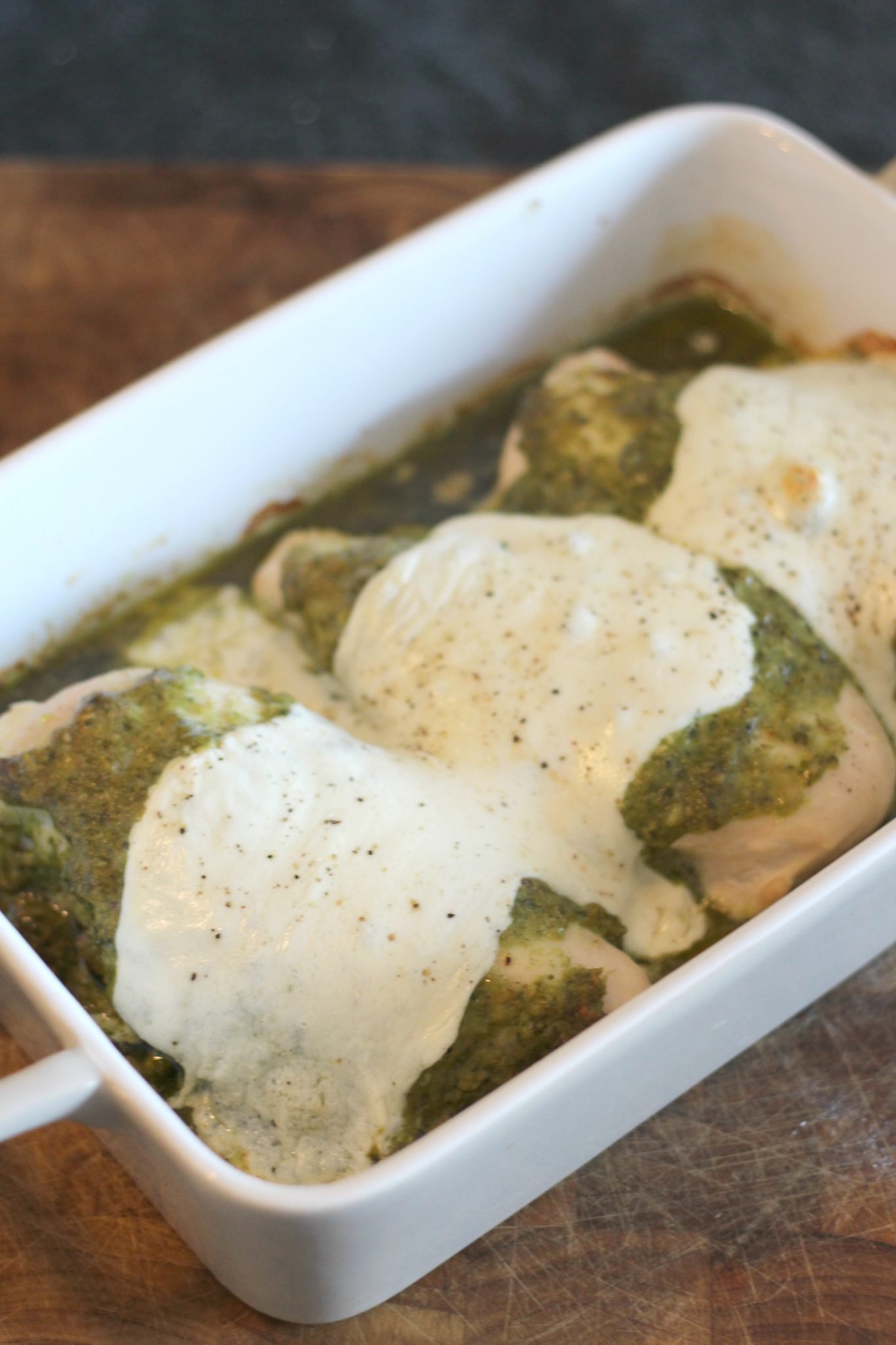 This baked pesto chicken makes for a simple yet tasty weeknight dinner.