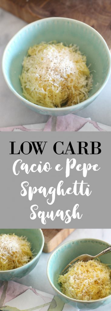 This super simple cacio e pepe spaghetti squash is delicious low carb side dish make with only cheese and pepper!