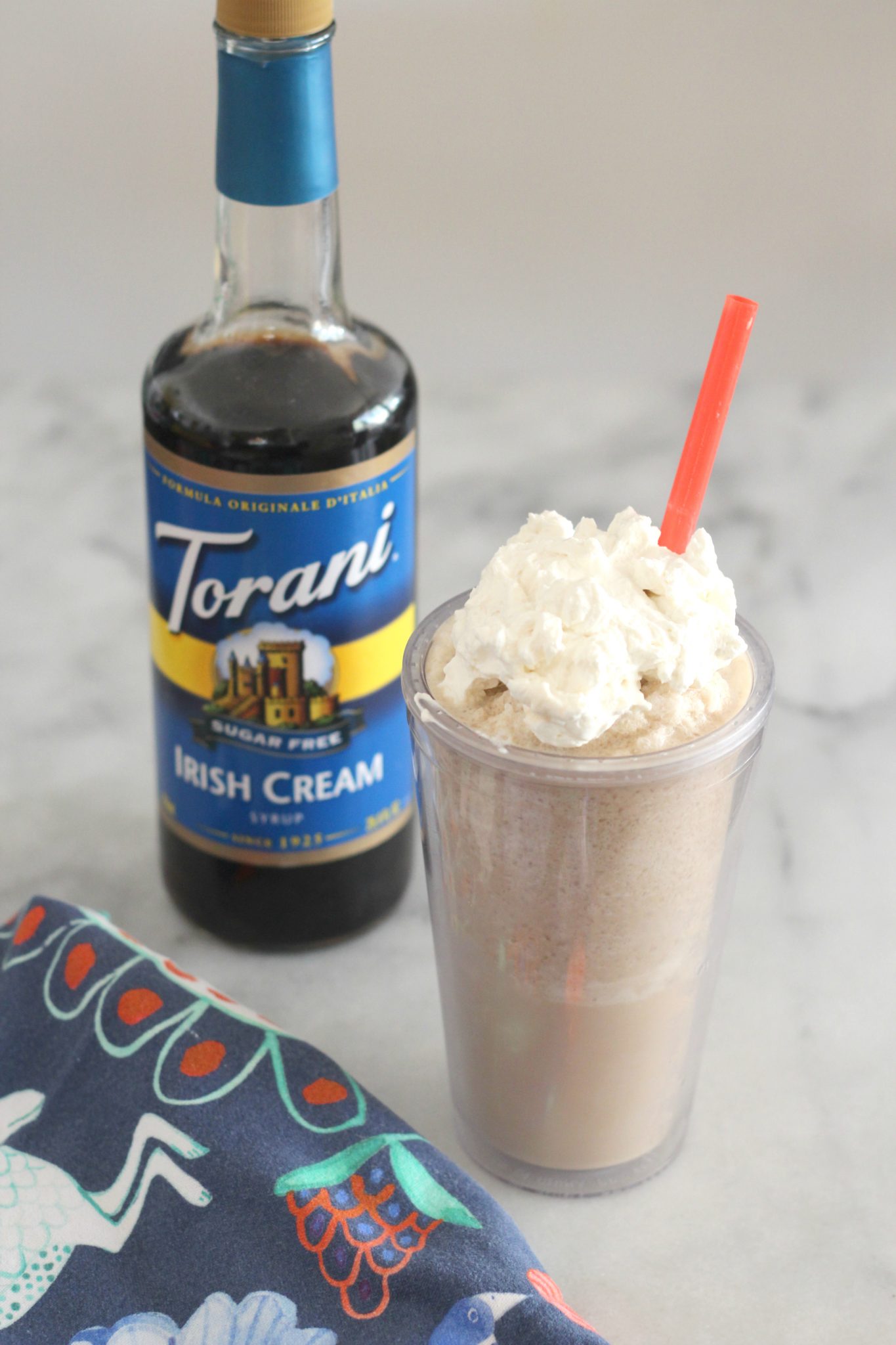 This low carb Irish Cream Coffee Frapp&eacute; is a flavorful substitute for the sugar laden ones at the coffee shop! 