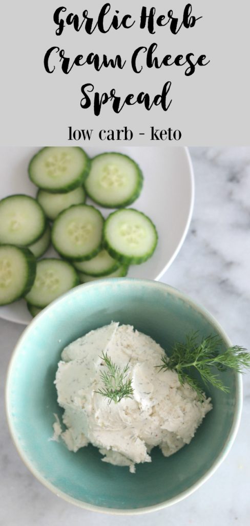 Put this garlic herb cream cheese spread on everything! Eggs, cucumbers, sandwiches...you name it! It's great for adding flavor to your low carb and keto foods!