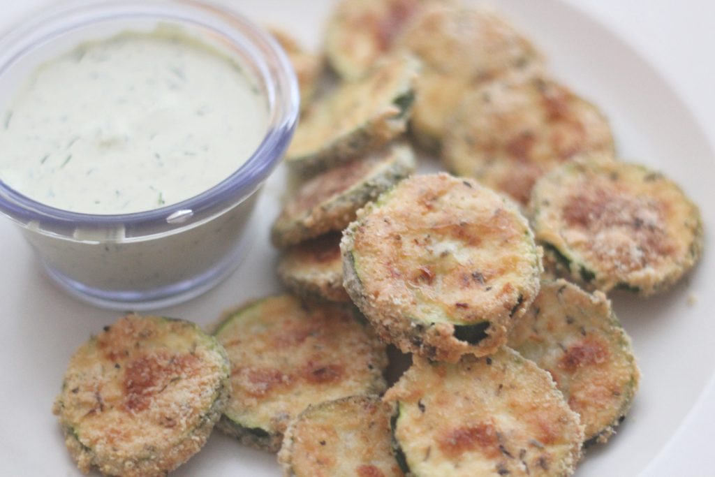 Air fryer fried parmesan zucchini. Fun appetizer and fun to make! #lowcarb #keto #ketoairfryer #friedzucchini