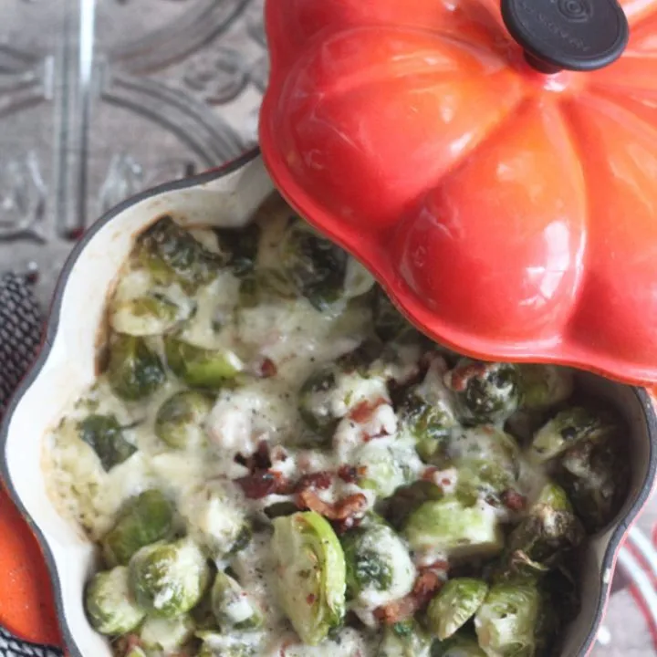 Keto Bacon Brussels Sprouts au Gratin