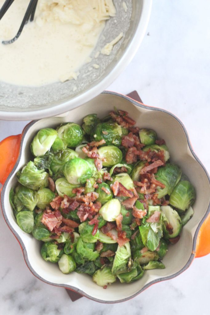 Bacon Brussels sprouts au gratin