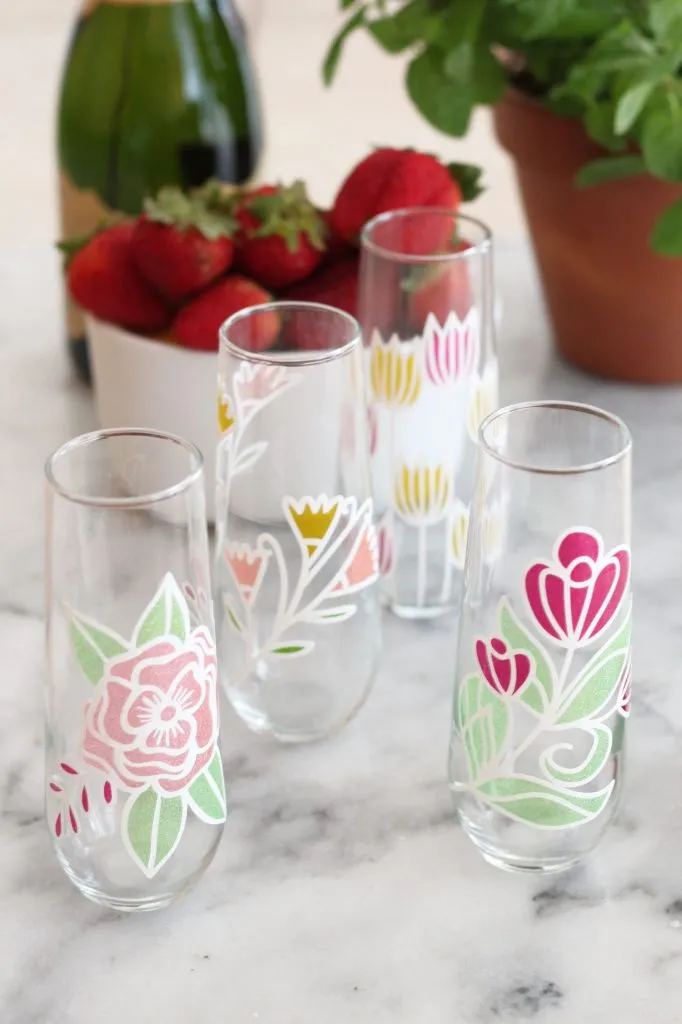 DIY Floral Champagne Flutes